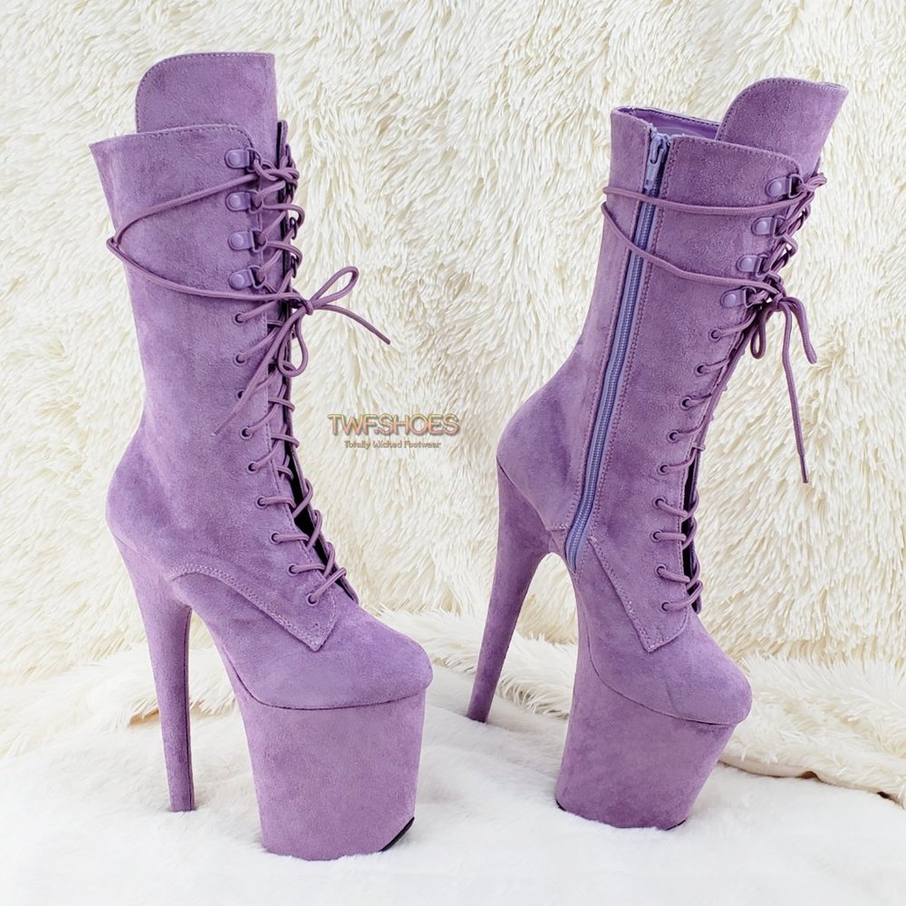 Flamingo 1050 Lilac 8" High Heel Ankle Calf Boots - Picture 14 of 16